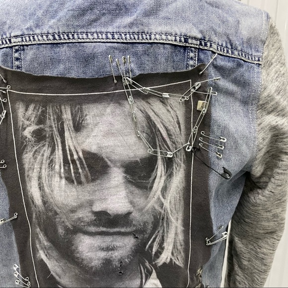 custom kurt cobain nirvana band t denim jacket - Picture 7 of 9